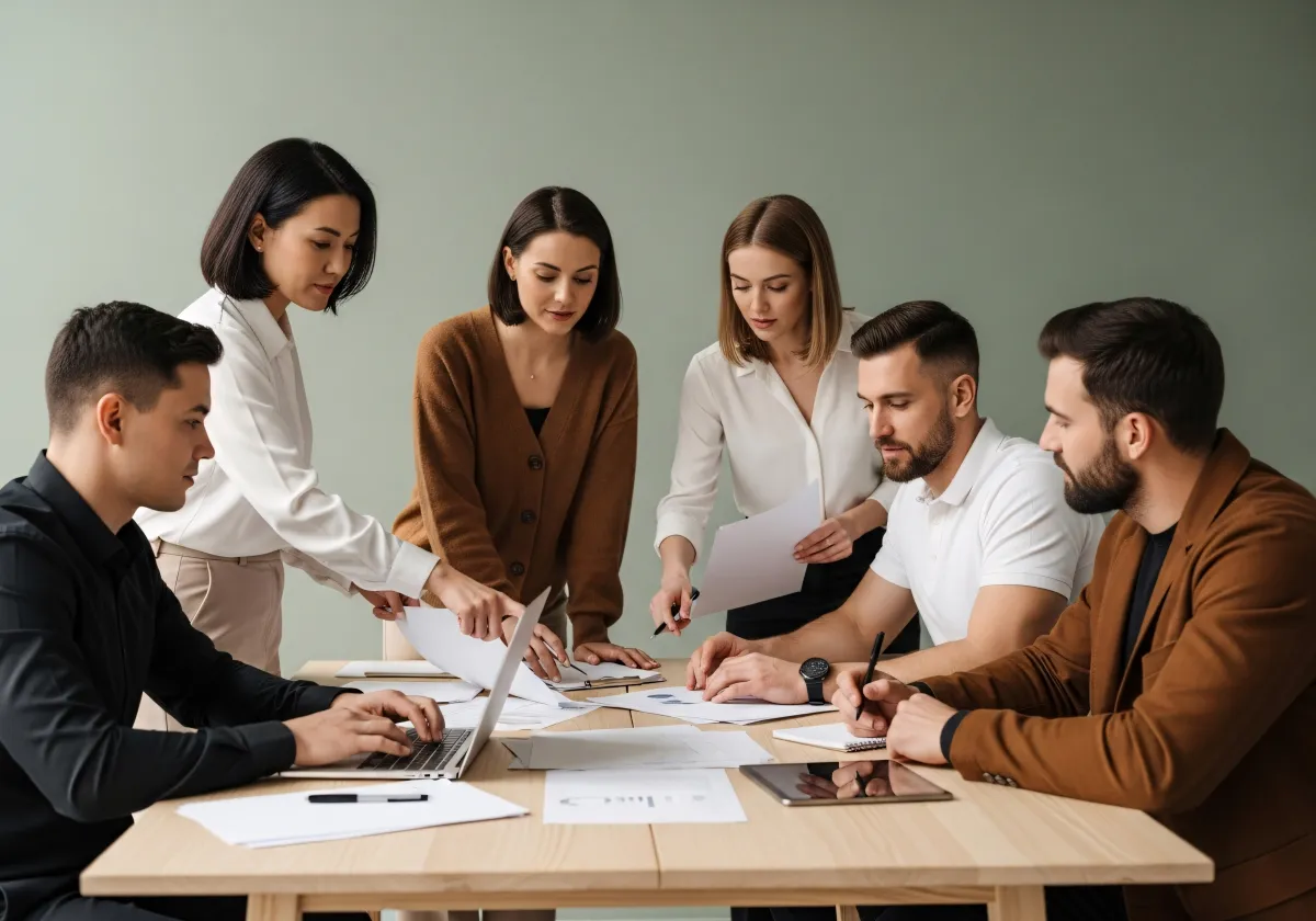 Consultor conversa com startup em ambiente profissional